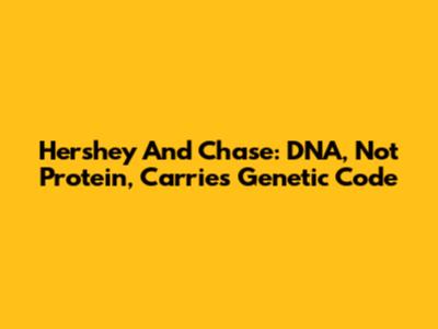 Hershey And Chase: DNA, Not Protein, Carries Genetic Code