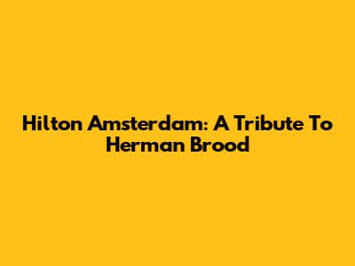 Hilton Amsterdam: A Tribute To Herman Brood