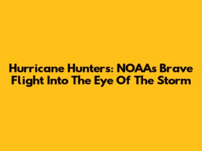 Hurricane Hunters: NOAA's Brave Flight Into The Eye Of The Storm