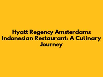 Hyatt Regency Amsterdam's Indonesian Restaurant: A Culinary Journey