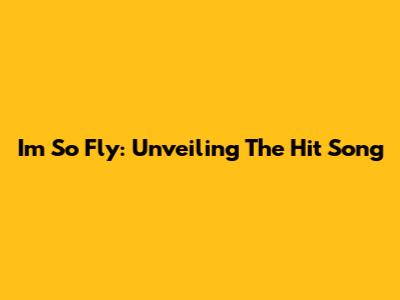 I'm So Fly: Unveiling The Hit Song