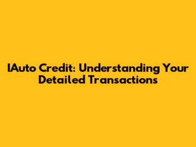 IAuto Credit: Understanding Your Detailed Transactions