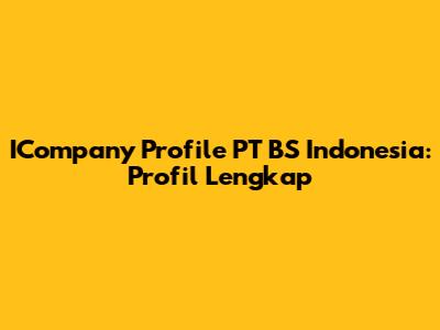 ICompany Profile PT BS Indonesia: Profil Lengkap