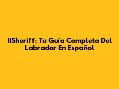 IISheriff: Tu Guía Completa Del Labrador En Español