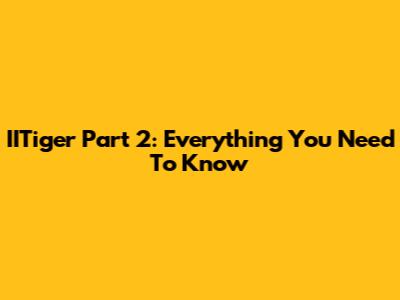IITiger Part 2: Everything You Need To Know