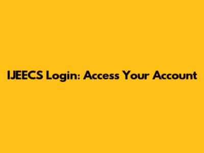 IJEECS Login: Access Your Account