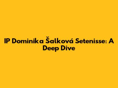 IP Dominika Šalková Setenisse: A Deep Dive