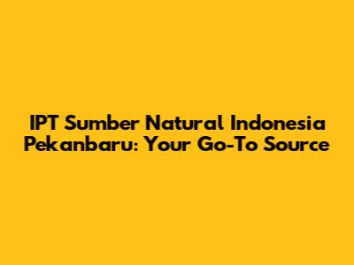 IPT Sumber Natural Indonesia Pekanbaru: Your Go-To Source