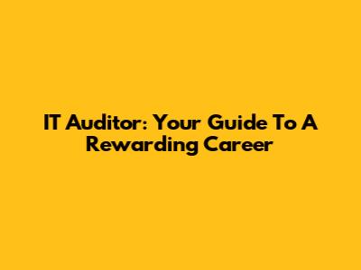 IT Auditor: Your Guide To A Rewarding Career
