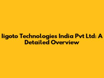 Iigoto Technologies India Pvt Ltd: A Detailed Overview