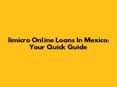 Iimicro Online Loans In Mexico: Your Quick Guide