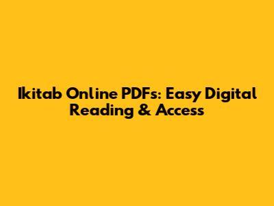 Ikitab Online PDFs: Easy Digital Reading & Access