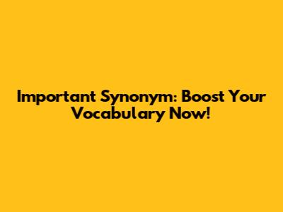 Important Synonym: Boost Your Vocabulary Now!