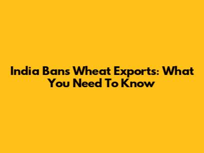 India Bans Wheat Exports: What You Need To Know