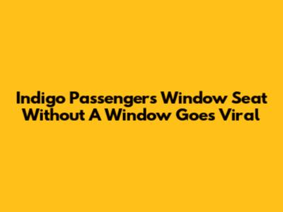 Indigo Passenger's Window Seat Without A Window Goes Viral