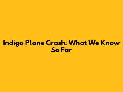Indigo Plane Crash: What We Know So Far