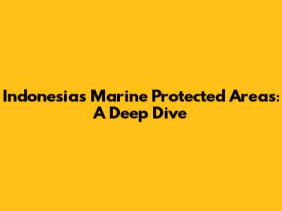 Indonesia's Marine Protected Areas: A Deep Dive