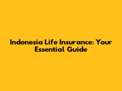 Indonesia Life Insurance: Your Essential Guide