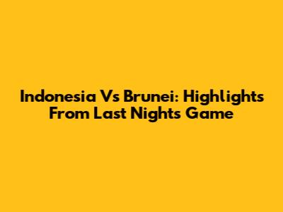 Indonesia Vs Brunei: Highlights From Last Night's Game