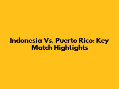 Indonesia Vs. Puerto Rico: Key Match Highlights
