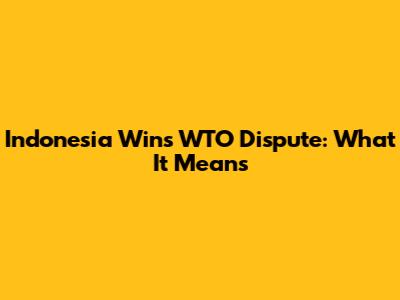 Indonesia Wins WTO Dispute: What It Means