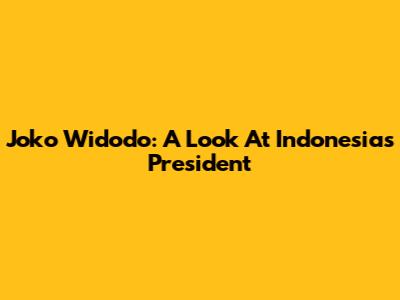 Joko Widodo: A Look At Indonesia's President