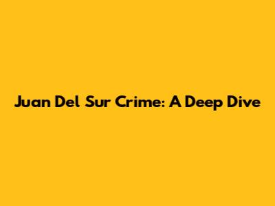Juan Del Sur Crime: A Deep Dive