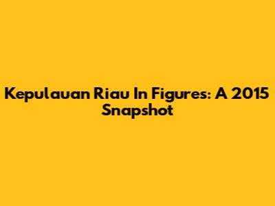 Kepulauan Riau In Figures: A 2015 Snapshot