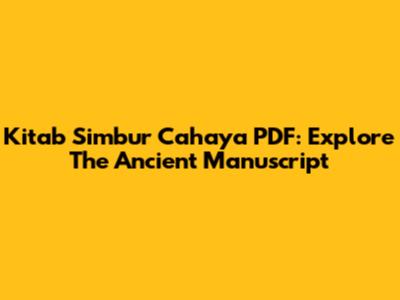 Kitab Simbur Cahaya PDF: Explore The Ancient Manuscript
