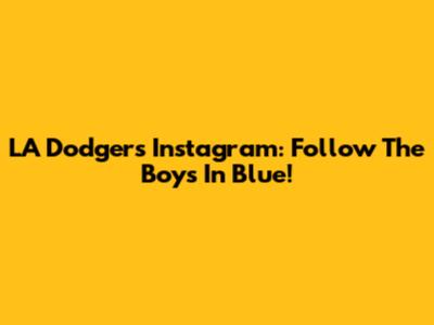 LA Dodgers Instagram: Follow The Boys In Blue!