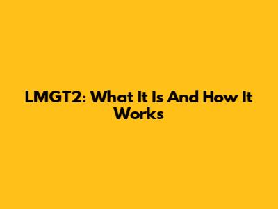 LMGT2: What It Is And How It Works