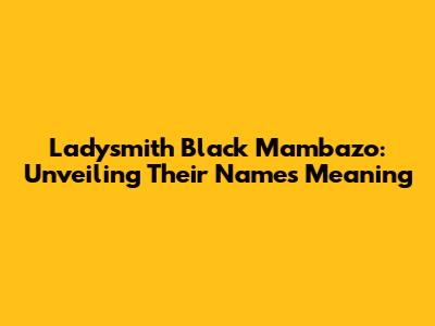 Ladysmith Black Mambazo: Unveiling Their Name's Meaning