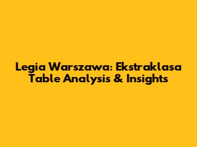 Legia Warszawa: Ekstraklasa Table Analysis & Insights