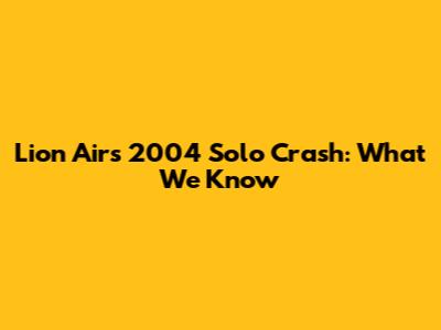 Lion Air's 2004 Solo Crash: What We Know