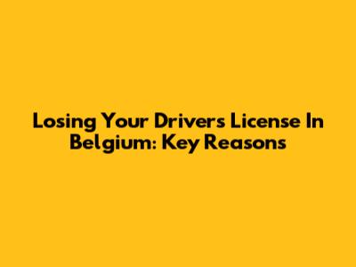 Losing Your Driver's License In Belgium: Key Reasons