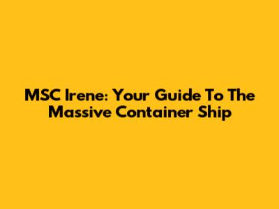 MSC Irene: Your Guide To The Massive Container Ship