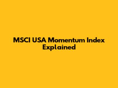MSCI USA Momentum Index Explained