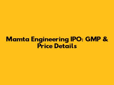 Mamta Engineering IPO: GMP & Price Details