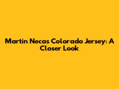Martin Necas Colorado Jersey: A Closer Look