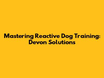 Mastering Reactive Dog Training: Devon Solutions