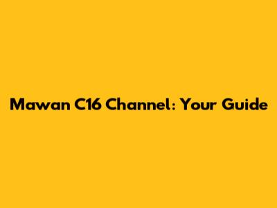 Mawan C16 Channel: Your Guide