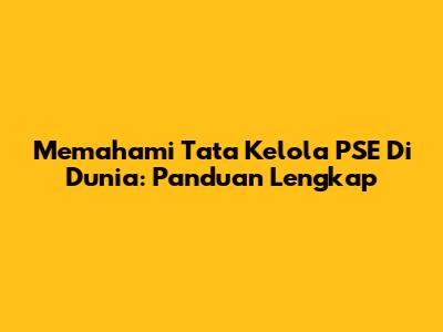 Memahami Tata Kelola PSE Di Dunia: Panduan Lengkap