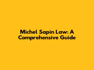 Michel Sapin Law: A Comprehensive Guide