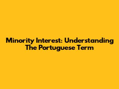 Minority Interest: Understanding The Portuguese Term
