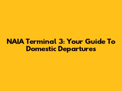 NAIA Terminal 3: Your Guide To Domestic Departures