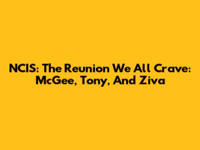 NCIS: The Reunion We All Crave: McGee, Tony, And Ziva