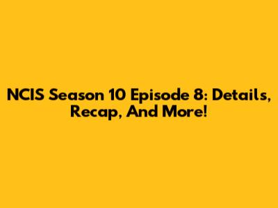 NCIS Season 10 Episode 8: Details, Recap, And More!