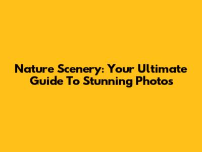 Nature Scenery: Your Ultimate Guide To Stunning Photos