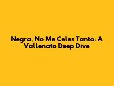 Negra, No Me Celes Tanto: A Vallenato Deep Dive