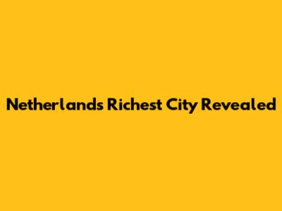 Netherlands' Richest City Revealed